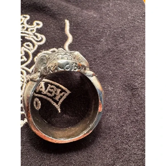 King Baby Sterling Silver Winged Skull Ring Men's Size 10 Statement Punk Rock - Picture 6 of 6